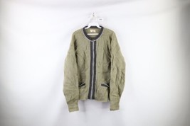 Vtg 60s Mens L Wool Mohair Shag Knit Kurt Cobain Zip Cardigan Sweater Green USA  - £253.14 GBP