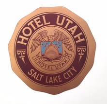 1930s Luggage Label Hotel Utah, Salt Lake City Beehive Bird Emblem Embossed - £11.79 GBP