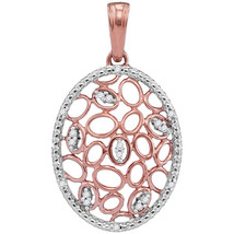 10k Rose Gold Womens Round Diamond Oval Honeycomb Pendant 1/20 Cttw - £127.89 GBP