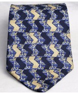 UNICEF 100% Silk Mens Necktie Tie Blue Geometric Design - £6.42 GBP