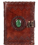 journal Handmade Leather diary Notebook with Stone Writing Sketch Book W... - £18.13 GBP