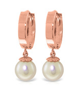 4 CTW 14K Solid Rose Gold Hoop Earrings Natural pearl - $2,558.04 MXN