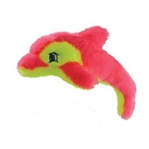 National Toy Pink Furry Neon Dolphin Soft Stuffed Plush Animal Toy - £9.81 GBP