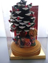 Old World Miniature Diorama Merry Christmas Tree Scene with Matryoshka Wooden Do - £39.73 GBP