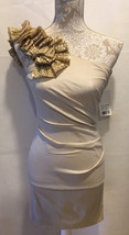 NWT Hailey Logan Adrianna Papell One Shoulder Formal Sequin Cream Dress ... - £23.58 GBP