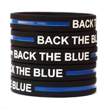 100 BACK THE BLUE Thin Blue Line Silicone Wristbands in Support Memory Police... - £39.31 GBP