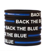 100 BACK THE BLUE Thin Blue Line Silicone Wristbands in Support Memory Police... - £39.30 GBP
