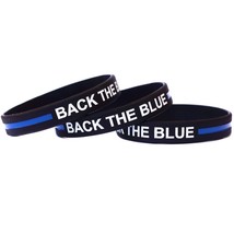 10 Back The Blue Thin Blue Line Silicone Wristbands - £14.76 GBP