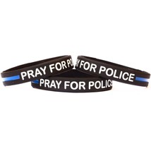 10 PRAY FOR POLICE Thin Blue Line Silicone Wristbands - £13.35 GBP