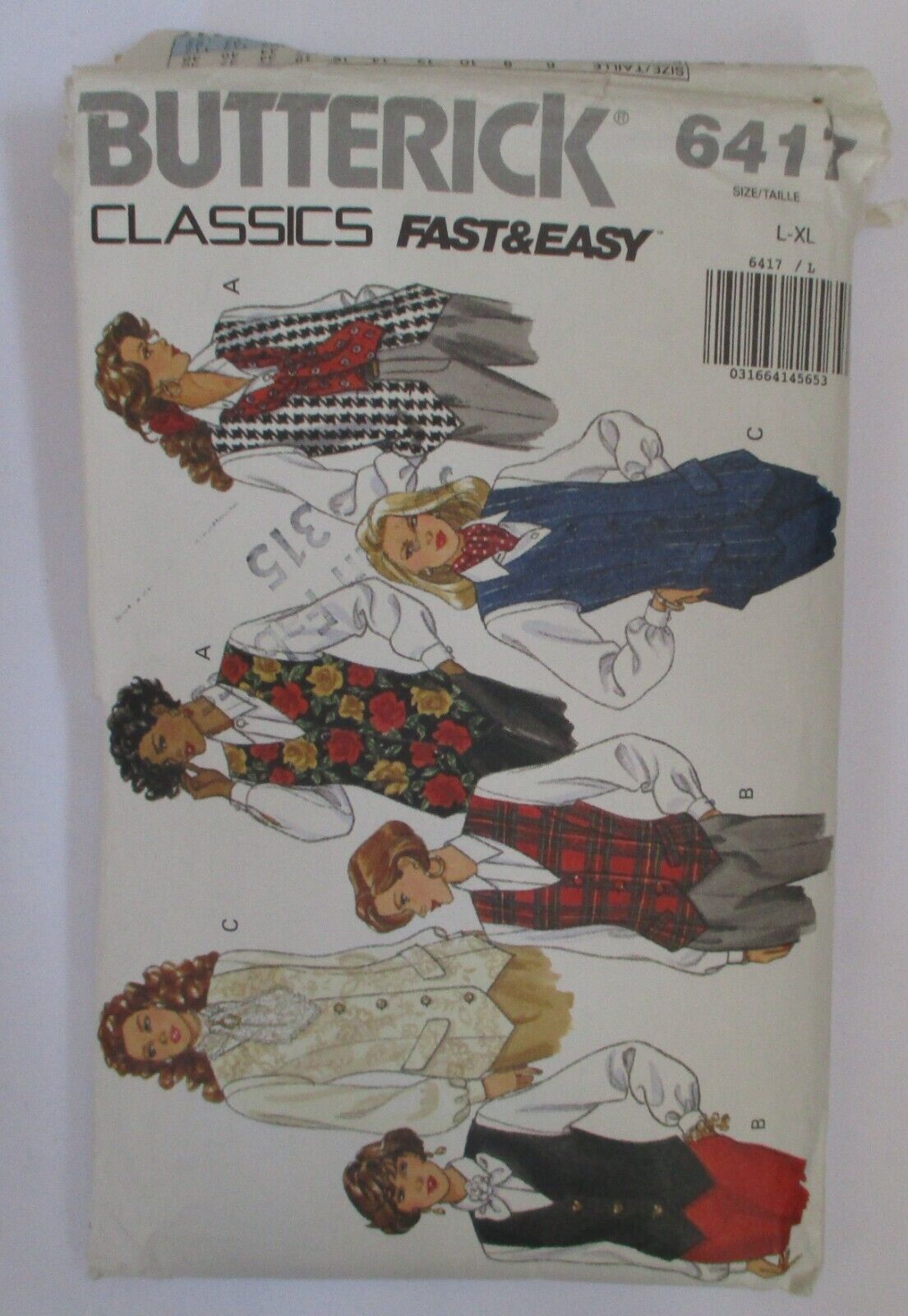 Butterick 6417 Fast & Easy Classics Vests L-XL CUT - $6.72