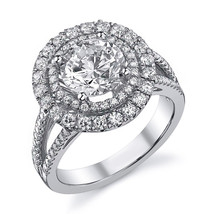1.29CT Women Gorgeous 14K WG Round Halo Diamond Soltaire Wedding Engagement Ring - £768.17 GBP