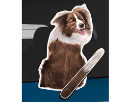 Border Collie dog red/brown rear window wiper wagging tail sticker - $15.99