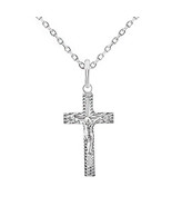 Men/Women&#39;s Solid 925 Silver Cross Charm Jesus Pendant Christian Crucifi... - £34.40 GBP
