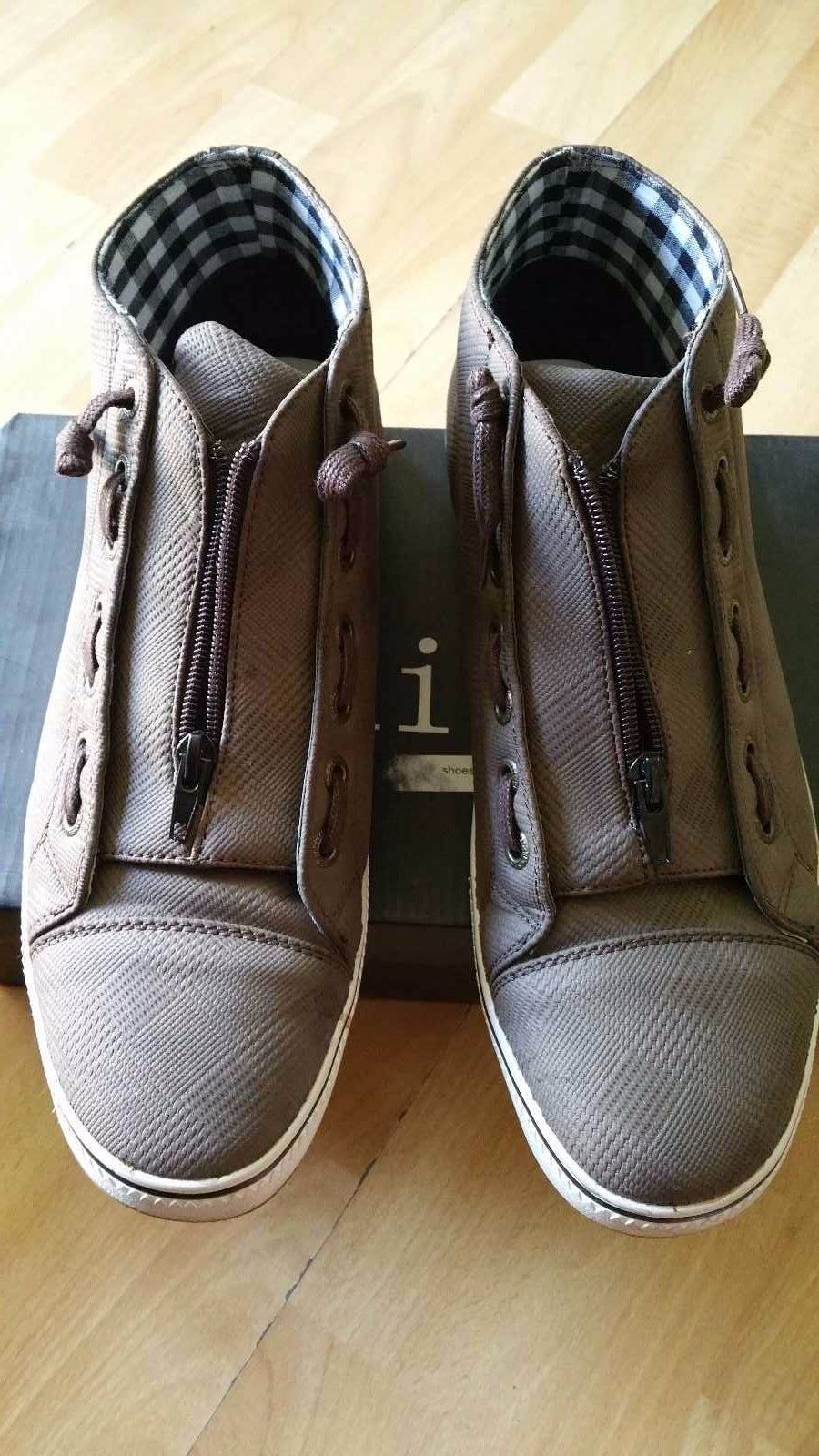 Brown Mens Casual Shoe Brown White Bottom zip up Shoes Sneakers loafers ... - $8.82