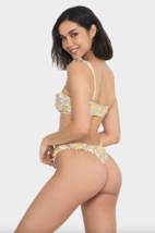 Khassani Swimwear Retro Flowers &#39;alma&#39; Ruffle Skimpy Bikini Bottom (L) Nwt - £23.60 GBP