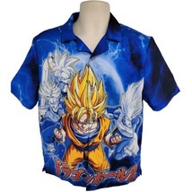 Dragon Ball Z Shirt Mens Small Blue Button Up Goku Vegeta Gohan - £36.93 GBP