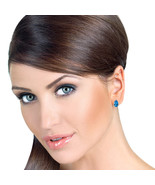 3.15 Carat 14K Solid White Gold Stud Earrings Natural Blue Topaz - $2,365.30 MXN