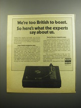 1974 BSR McDonald 810QX Transcription Series Turntable Ad - We&#39;re too British  - £14.50 GBP