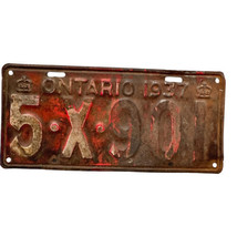 Ontario Canada License Plate 1937 Metal Vintage Antique - £46.65 GBP