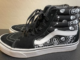 Vans Sk8 Hi Black Suede Skate Skull Bandana Athletic Sneakers Men&#39;s Size 8.5 - £43.05 GBP