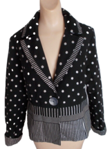 Jacket Blazer Top Multi-Pattern Black-Silver Polka Dot ZOEY Sz 10 - $9.89