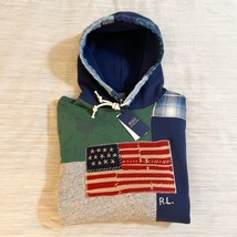 Polo Ralph Lauren Patchwork pouch-pockets hoodie with American Flag sz L... - £232.00 GBP