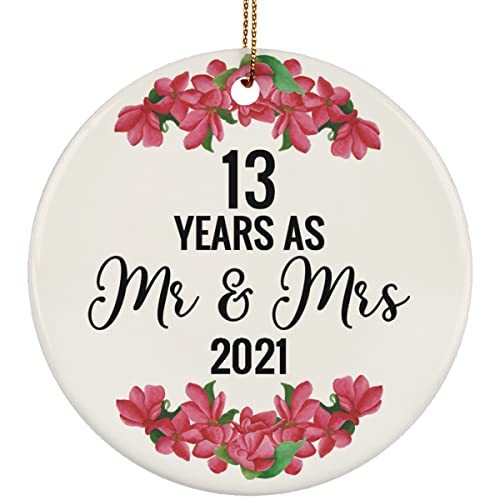hdhshop24 13 Years As Mr & Mrs Circle Ornament 3 inch 13th Wedding Anniversary P