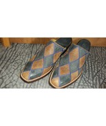 Womens cowboy Mules Leather Rod Patrick Blue Brown size 8  item:M2114 - $59.84