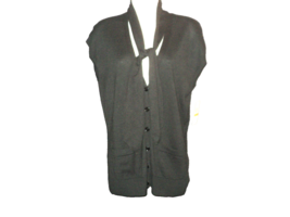 Michael Kors Cardigan Sweater Size S (Runs Larger) Black Sleeveless w/Ti... - £37.81 GBP