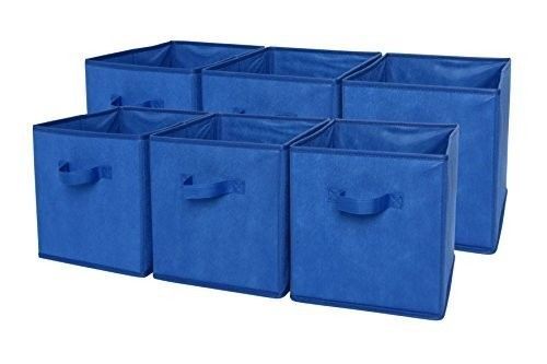 Cloth Storage Cube Basket Bins Organizer Drawers, 6 Pack, Blue - $44.96