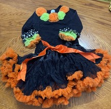 Girls Fall Halloween Party Tulle Ruffle Tutu Skirt &amp; Tulle Flowers Top ~... - $166.08 MXN