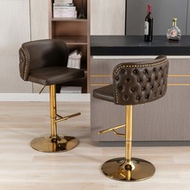 Modern Swivel Barstools, Brown PU Leather (Set of 2) - €165,12 EUR