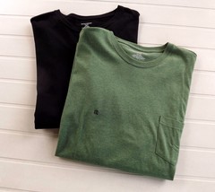 Set of 2 Cotton Saddlebred Crewneck T Shirt Short Sleeve Black Green 2XL XXL Tee - £24.05 GBP