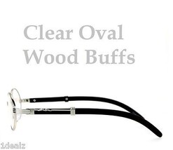 New Oval Wood Buffs Unisex clear glasses Oval UV400 Lenses and Silver fr... - $28.81
