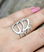 sterling silver wide ring, size 8 ring, statement ring, wide hollow ring... - $31.99