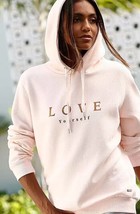 BUFFALO Dropped Shoulder Print &#39;Love Yourself&#39; Hoodie in Rose UK 14/16 (FM4-2) - £37.63 GBP