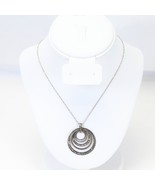 Sterling Silver Necklace Italy 5 Rings 37.2mm Chain 16&quot; Long - $54.37 CAD