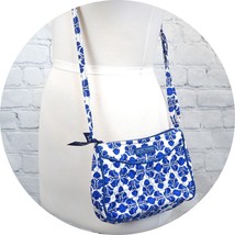 ❤️ VERA BRADLEY Cobalt Tile Little Crossbody Frannie Blue White - £11.18 GBP