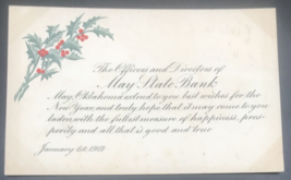 Antique Oklahoma May State Bank New Years Greeting Calling Card 3.5&quot; x 5.5&quot; - £11.18 GBP