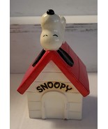 Vintage Peanuts Snoopy lying on doghouse bank coin box - Determined 7&quot; tall - £12.63 GBP