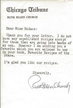 Ruth Ellen Church Signed Typed Letter &amp; Pound Cake Recipe - £31.28 GBP