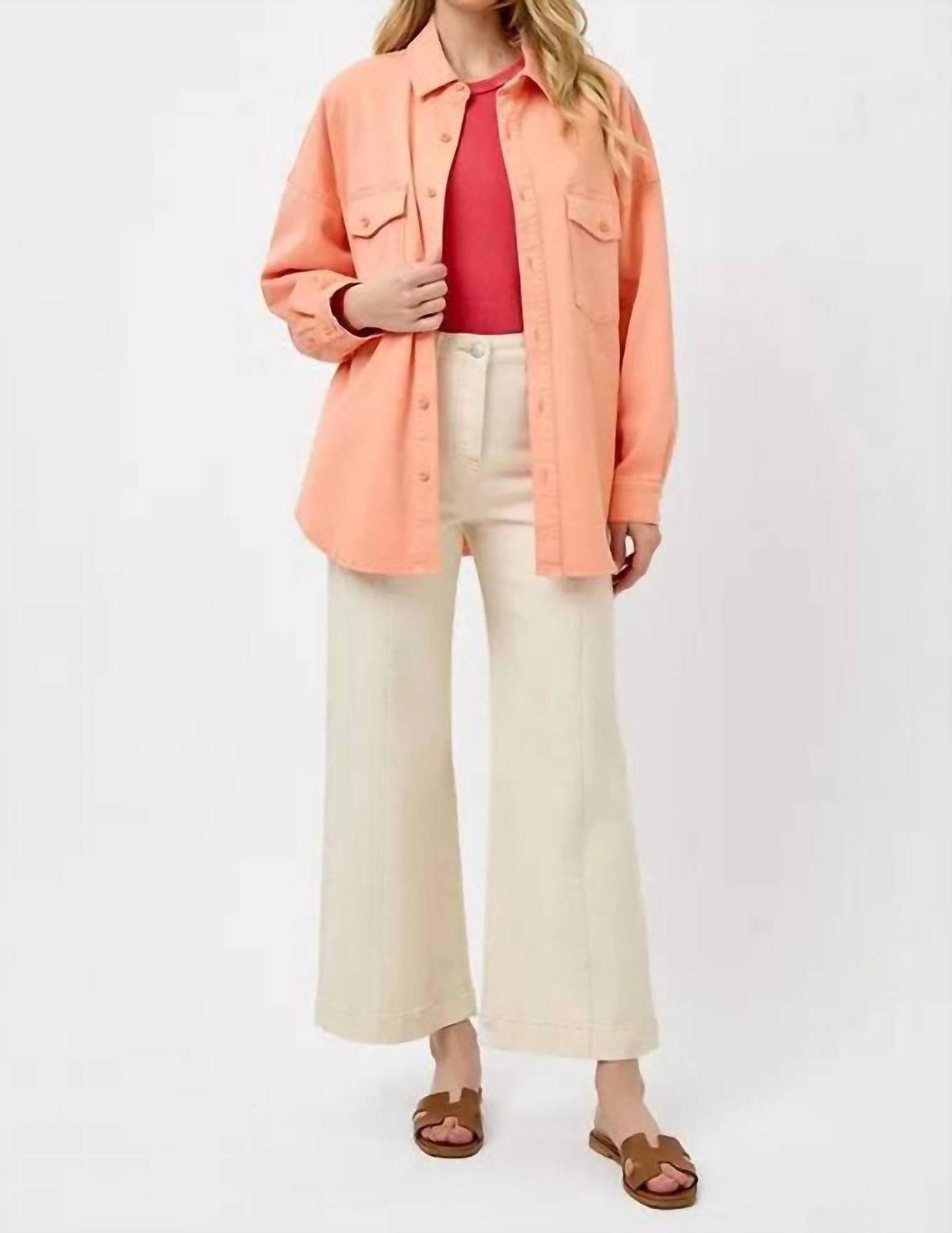 Trendsi Risen Full Size Button Down Long Sleeve Denim Shacket With Chest - $52.00