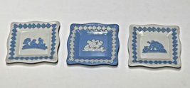 3 Vintage Dudson Jasperware Stafforshire England Butter Pat Dishes Square - £18.68 GBP