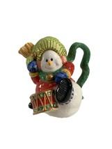 Fitz &amp; Floyd Snowman Jamboree Pitcher Creamer 4.5&quot; Tall Ceramic Christma... - £19.55 GBP