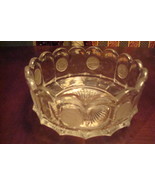 Fostoria clear glass round bowl,frosted coins Liberty Bell /Revolution [... - $46.52