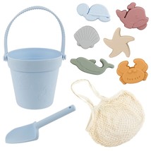 8Pcs Silicone Beach Toys With Portable Beach Bag- Silicone Summer Kids Beach Set - £30.89 GBP