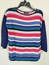 Chaps Striped Bateau Sweater Blue Pink 3/4 Sleeve Sz Small NWT - $17.99