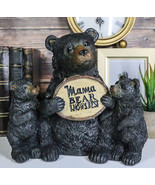 Whimsical Black Bears Mother With Cubs Holding Mama Bear Knows Best Sign... - $57.40 CAD