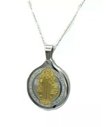 Medalla de San Benito Saint St. Benedict Medallion Medal Pendant chain N... - £11.55 GBP
