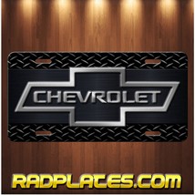 CHEVY BOWTIE Inspired Art on Black Aluminum license plate Tag New B - £15.36 GBP